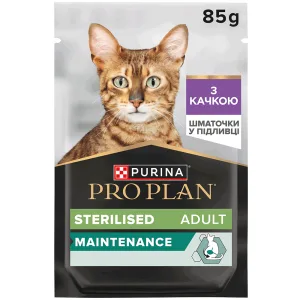 Pro Plan Sterilised Вологий корм для котів, шматочки у підливці з качкою, 85 г